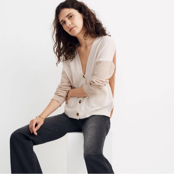 Madewell Short Kent Ex-Boyfriend Cardigan Sweater in Colorblock - Picture 1 of 9